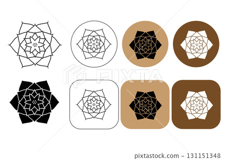 Lotus water lily line Logo. Collection of Yoga, Zen and Meditation logos, linear icons and elements. Bohemian style minimalist illustrations in pastel colors. Vector design 131151348