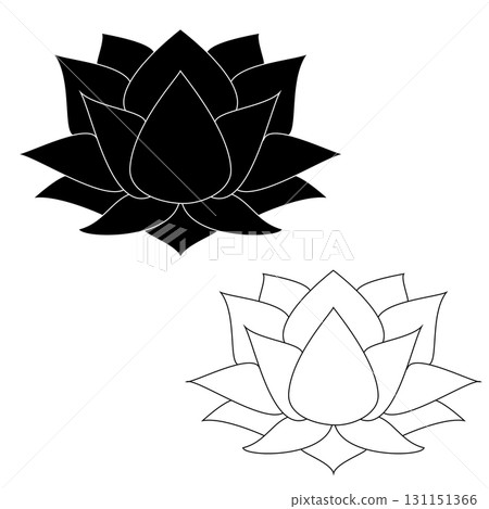 lotus key oval logo template in two color variations. vector Art Deco style logotype design for luxury company branding. Premium identity design. 131151366