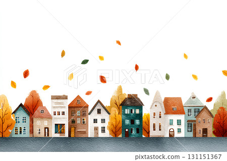 街道兩旁落葉紛紛 131151367