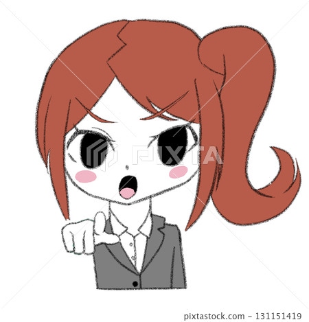 一位穿著西裝的女人指著 131151419