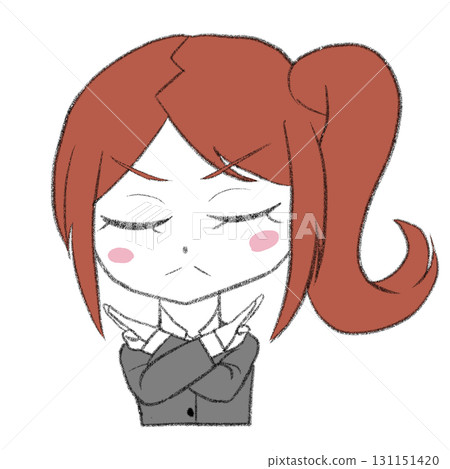 一位穿著西裝的女士畫了一個十字架 131151420