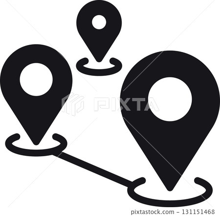 location, map, address icon Location markers connected by lines in a minimalist design. 131151468