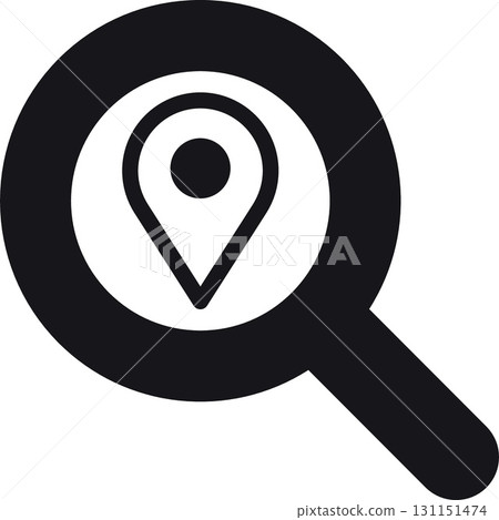 location, map, address icon Magnifying glass with location pin icon illustration. location, map, address icon Magnifying glass with location pin icon illustration. 131151474