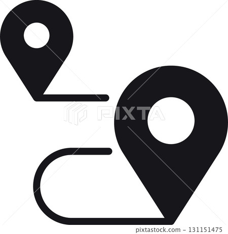 location, map, address icon Location markers indicating navigation paths. 131151475