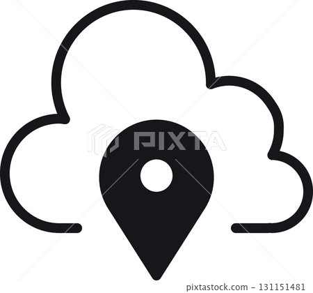 location, map, address icon Cloud icon with a location marker inside it. 131151481