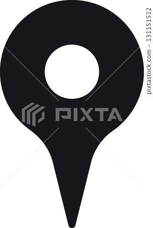 location, map, address icon Map marker icon in solid black color on a white background. 131151512