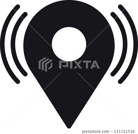 location, map, address icon Location pin symbol with signal waves indicating connectivity. 131151516