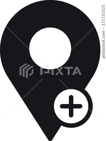 location, map, address icon Location pin icon with a plus sign indicating addition. 131151525