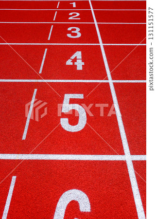 Running track with numbers in the stadium Running track with numbers in the stadium 131151577