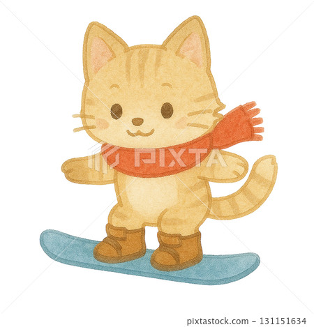 [冬季] 小貓滑雪的插圖 131151634