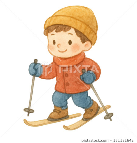 [冬季] 男孩滑雪的插圖 131151642