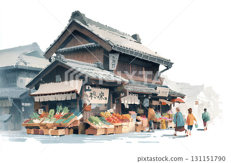 高山早市風景(水彩畫) 高山早市風景(水彩畫) 131151790