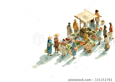 Takayama morning market scenery (watercolor) 131151791