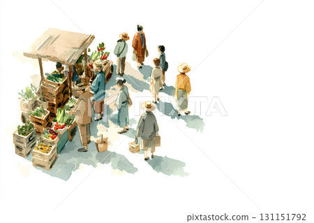 Takayama morning market scenery (watercolor) 131151792