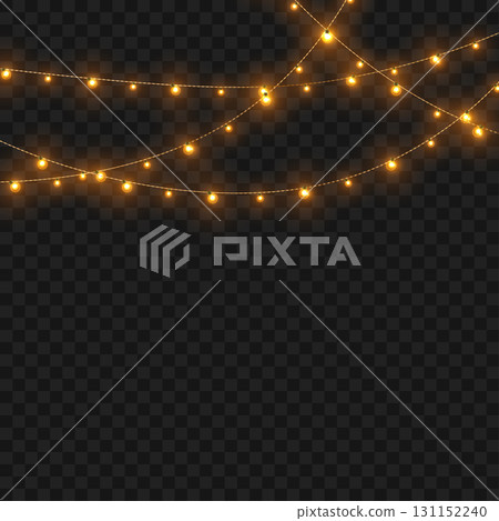 Glowing Christmas lights garland for festive holiday and party decor. Vector Glowing Christmas lights garland for festive holiday and party decor. Vector 131152240