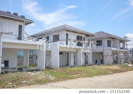 construction residential new house with prefabrication system in progress at building site construction residential new house with prefabrication system in progress at building site 131152290