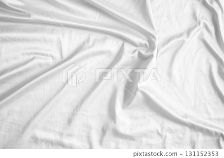 Abstract white wrinkled bedding sheet fabric texture background 131152353