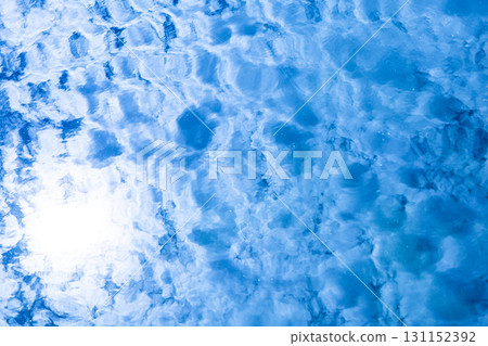 A landscape where the blue sky and clouds reflected on the water create a mysterious pattern 131152392