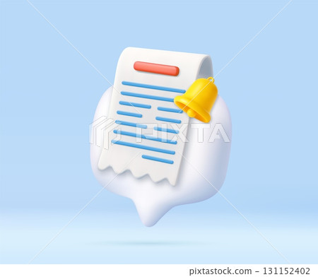 3D notification alert for digital receipt 3D notification alert for digital receipt 131152402