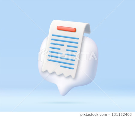 3D receipt icon inside chat bubble 3D receipt icon inside chat bubble 131152403