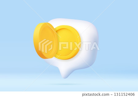 3D Coin Inside Chat Bubble Icon Concept 3D Coin Inside Chat Bubble Icon Concept 131152406