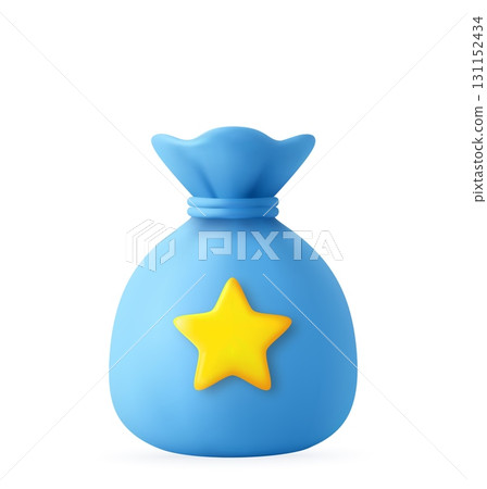 3D Reward Money Bag with Star Icon 131152434