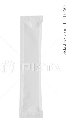 Blank white sachet packaging for food cosmetic and medicine isolated on white background Blank white sachet packaging for food cosmetic and medicine isolated on white background 131152505
