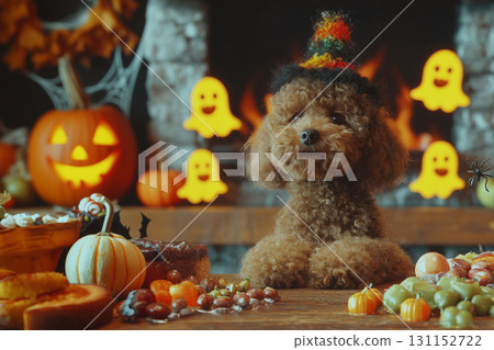 Poodle Dog Dressed for Halloween Poodle Dog Dressed for Halloween 131152722