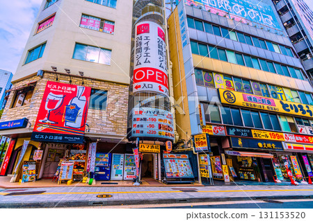 Yokohama cityscape in Japan, overlooking the bar district in front of Kannai Station (north exit) = 22nd 131153520