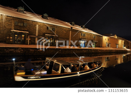 冬季北海道小樽小樽運河夜遊 131153635