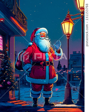 Santa Claus carrying presents on Christmas night 131153768