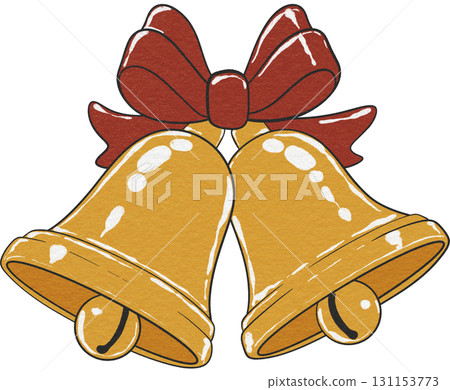 Festive golden Christmas bells, perfect for holiday decorations and seasonal artwork. Festive golden Christmas bells, perfect for holiday decorations and seasonal artwork. 131153773