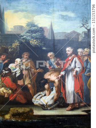 Miracles attributed to Jesus, Jesus healed the lame man, parish Church of the Immaculate Conception of the Virgin Mary in Lepoglava, Croatia 131153796