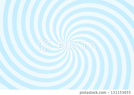 Candy blue spiral background. Circus backdrop. Ice cream pattern. Pastel pattern with smooth swirling curves. Soft, wavy, spiral design for banners, posters, templates. Abstract vector illustration 131153855