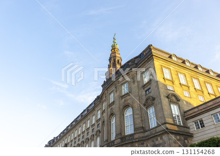 Copenhagen, Denmark - June 15,2022 : View of Christiansborg palace, famous landmark of danish capital, Copenhagen, Denmark on June 15, 2022. 131154268