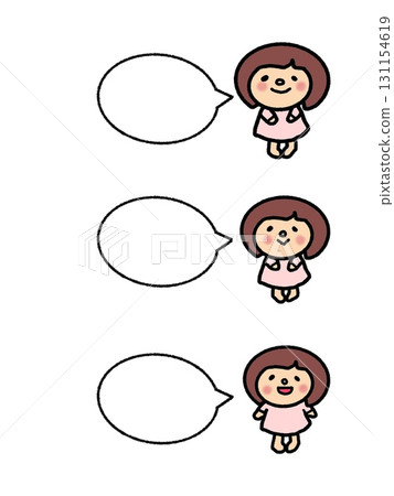 Speech bubble, chatty style, pink dress, bob hair girl set 131154619