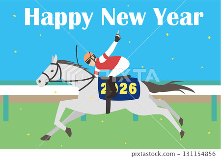 2026年馬年新年賀卡模板 2026年馬年新年賀卡模板 131154856