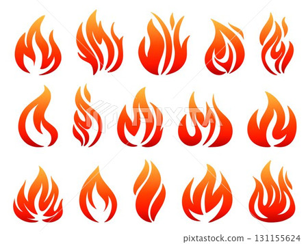 Bright burning flames of various shapes Bright burning flames of various shapes 131155624