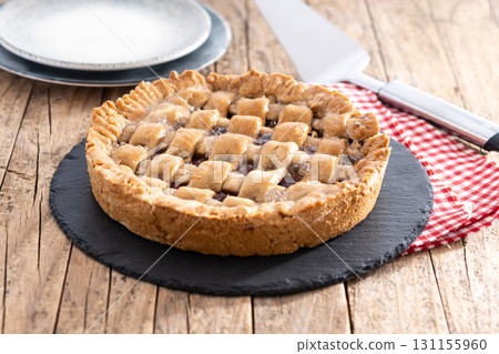Traditional Pastafrola pie with guava filling, also known as Cuban pae 131155960