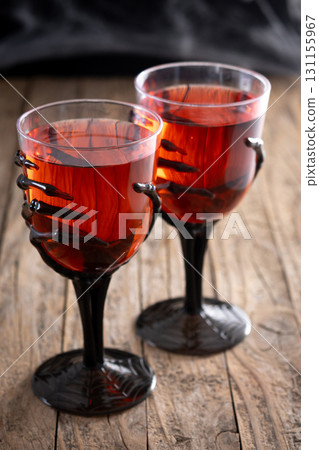 halloween party, autumn holiday, blood red drink 131155967