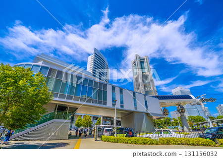 Yokohama cityscape in Japan, in front of Sakuragicho Station. View of Yokohama Landmark Tower and Air Cabin Sakuragicho Station (September 6th) Yokohama cityscape in Japan, in front of Sakuragicho Station. View of Yokohama Landmark Tower and Air Cabin Sakuragicho Station (September 6th) 131156032