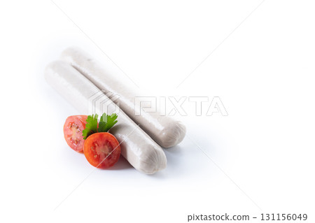Grilled white sausages with cherry tomatoes and parsley Grilled white sausages with cherry tomatoes and parsley 131156049