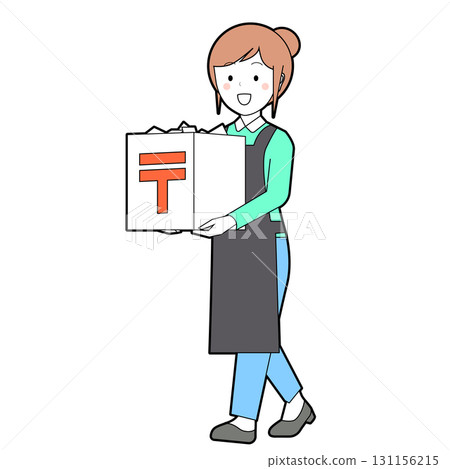 Woman carrying a box 131156215