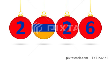 Armenia Flag Christmas Balls 2026 Decoration. Armenia Flag Christmas Balls 2026 Decoration. 131156342
