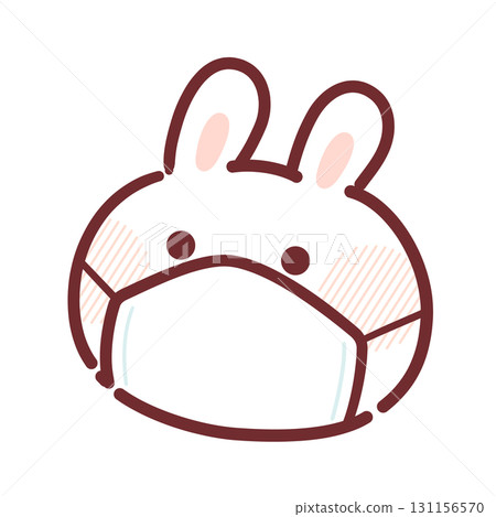 Illustration of a cute rabbit wearing a mask to prevent infection 131156570