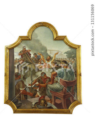 Scenes from the life of St. Eustache, painting on the ceiling of the Catholic Church Saint Eustache in Dobrota, Montenegro Scenes from the life of St. Eustache, painting on the ceiling of the Catholic Church Saint Eustache in Dobrota, Montenegro 131156869