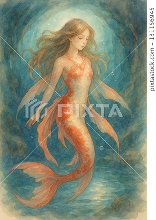 海底優雅游動的人魚插畫 131156945