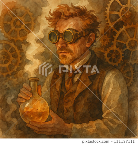 Steampunk style scientist experiment illustration Steampunk style scientist experiment illustration 131157111