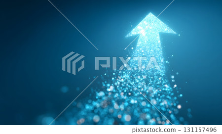 abstract upward arrow glowing in clean blue background 131157496