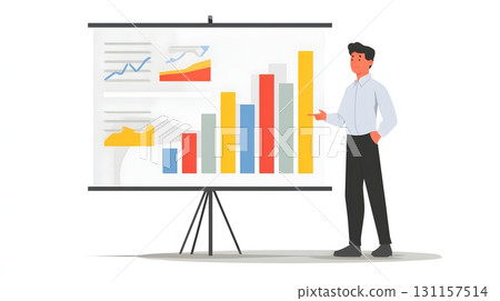 investor presenting clean infographics of growth projection 131157514
